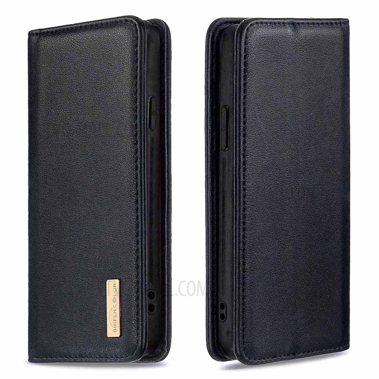 Split Genuine Leather Wallet Phone Cover Case Anti-Gravity for iPhone 12/12 Pro - Black-9