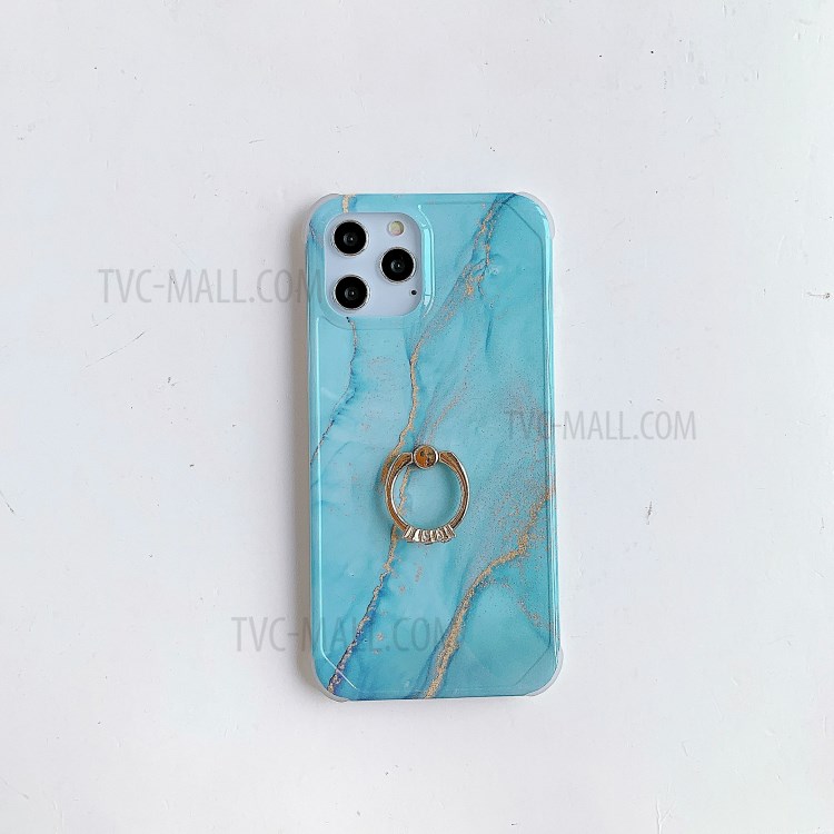 Drop-proof Marble Pattern IMD TPU Phone Casing with Ring Kickstand for iPhone 11 Pro 5.8 inch - Style A-2