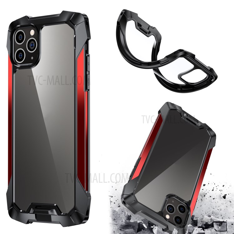Quality Shockproof Metal + PC + TPU Hybrid Case for iPhone 11 Pro 5.8 inch Cover - Red-1