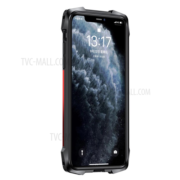 Qualitätsschockdet Zur Metall- + PC + TPU Hybrid -hülle Für Iphone 11 Pro 5,8 Zoll Abdeckung - Rot-2