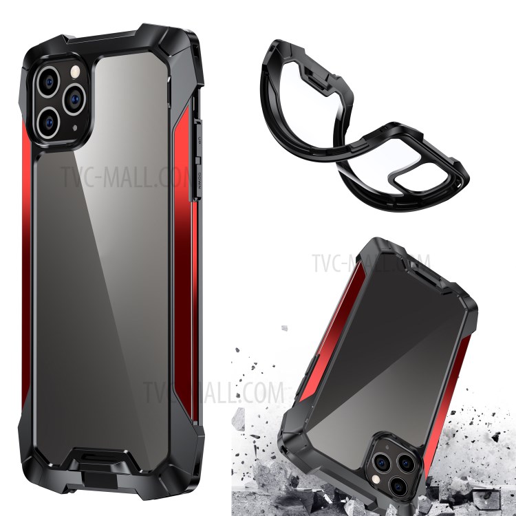 Quality Противоударное Металл + PC + ТПУ Чехол Для Гибридного Iphone 11 Pro Макс 6,5 Дюйма Оболочки - Красный-1