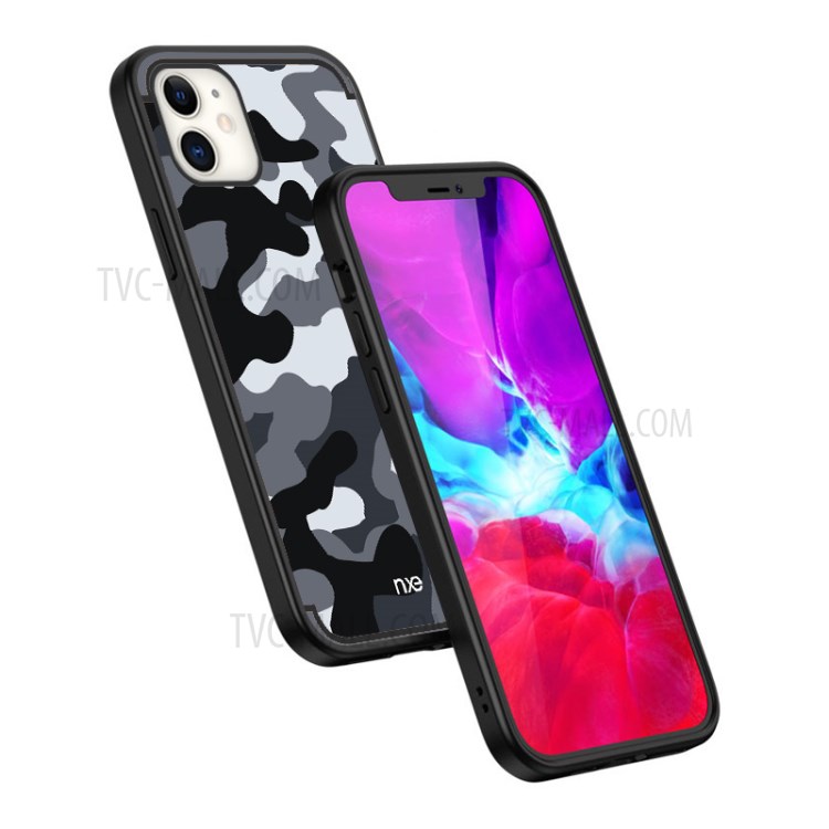 NXE Camouflage Pattern PC TPU Hybrid Shell Case for iPhone 12 mini - Grey-4