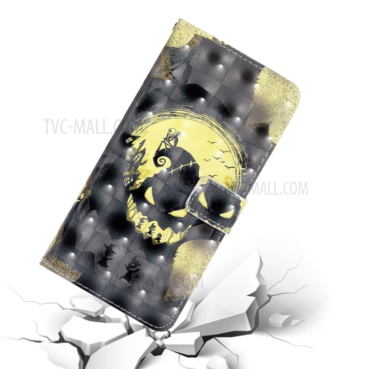 Light Spot Decor Leather Patterned Case for iPhone 12 mini Cover with Stand Wallet - Ghost-6