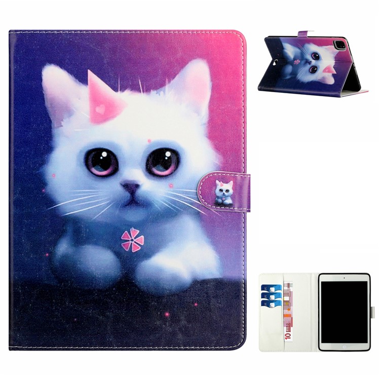 Cute Pattern Printing Leather Wallet Stand Cover Case for iPad Air (2020) - Cat-1