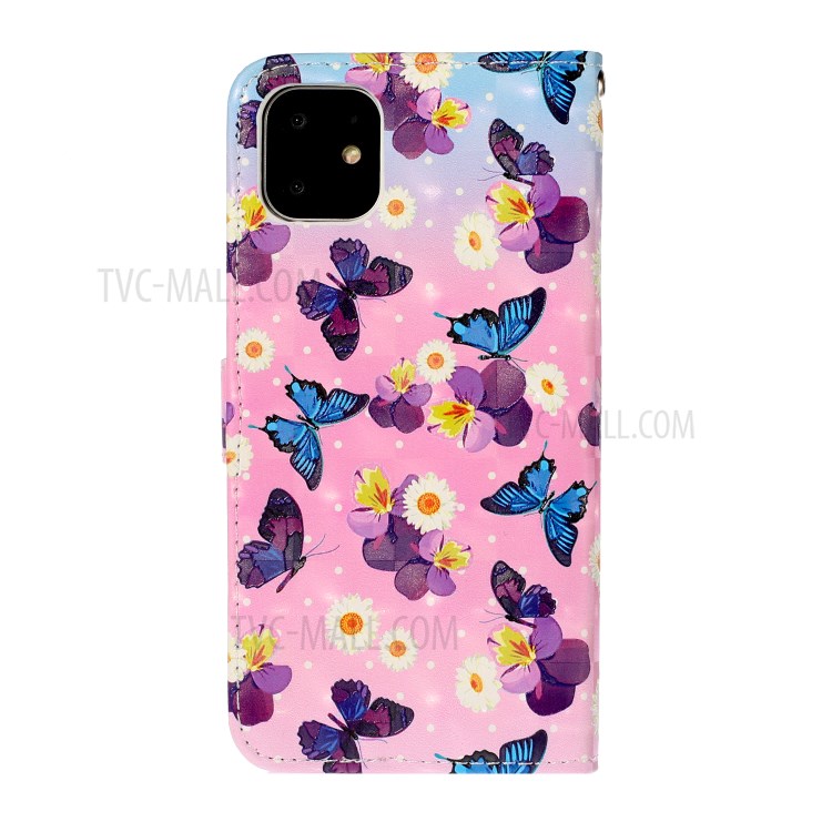 Light Spot Decor Distinctive Patterned Case for iPhone 12 Pro/12 Leather Cover with Stand - Butterflies-3