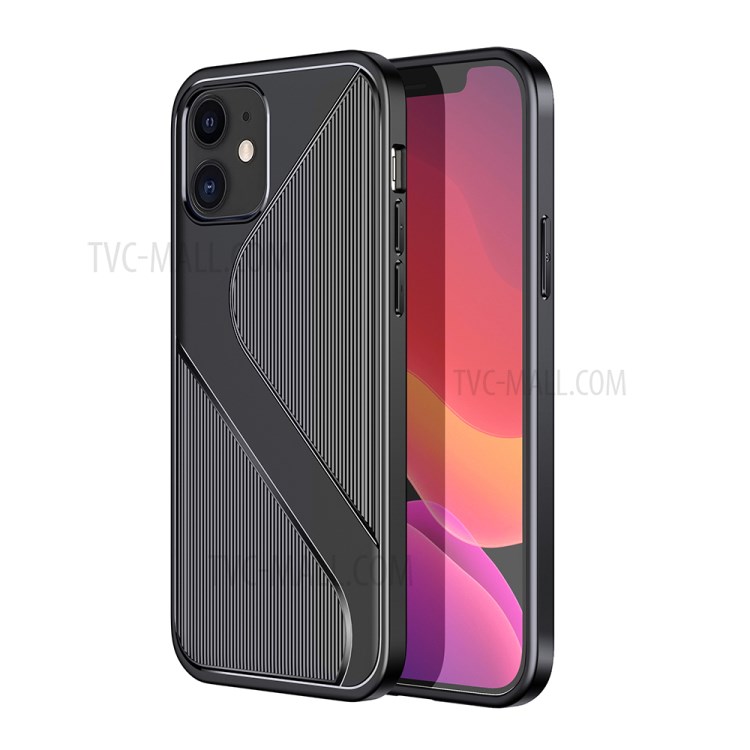 S-shaped Textured Drop-proof TPU Phone Cover for iPhone 12 mini - Black-1