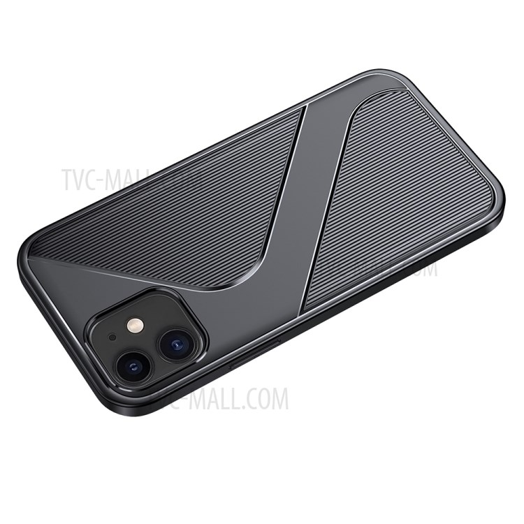 S-shaped Textured Drop-proof TPU Phone Cover for iPhone 12 mini - Black-3