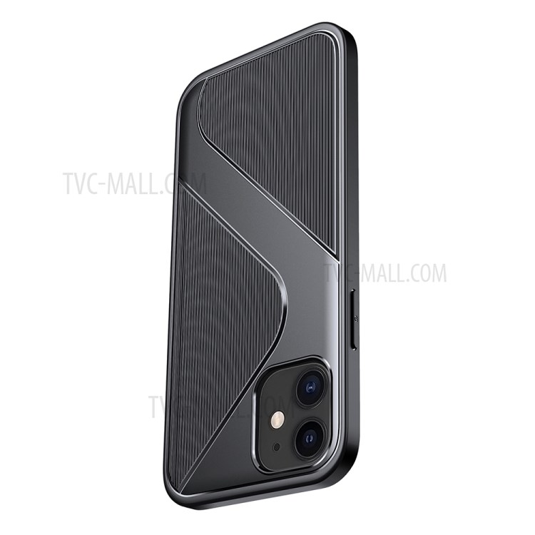 S-shaped Textured Drop-proof TPU Phone Cover for iPhone 12 mini - Black-7