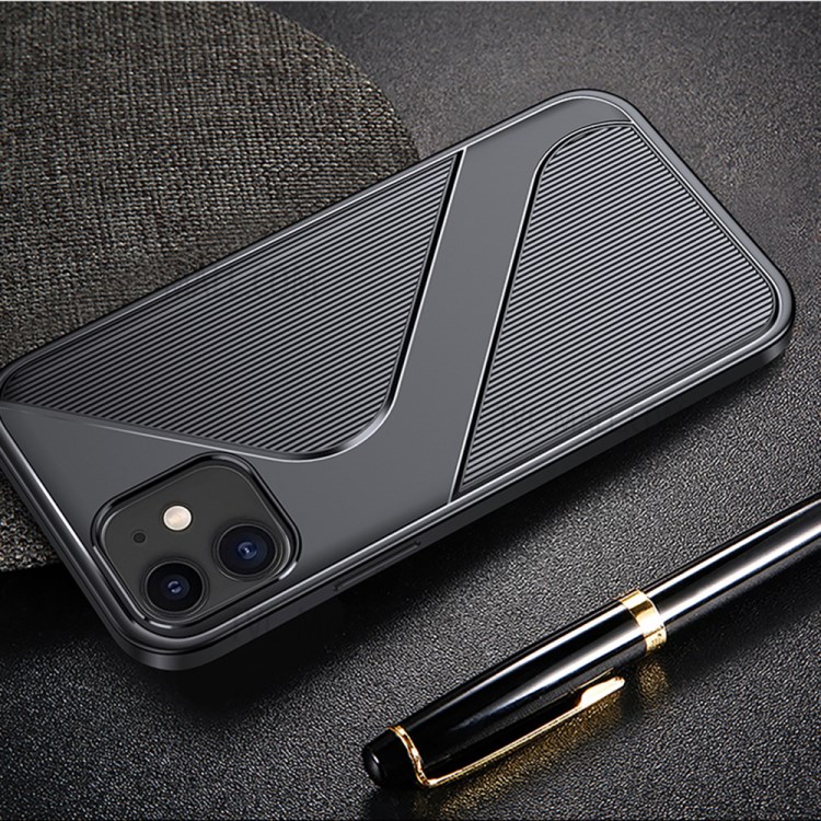 S-shaped Textured Drop-proof TPU Phone Cover for iPhone 12 mini - Black-8