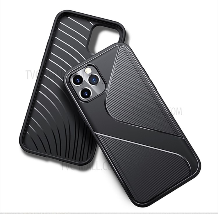 S-shaped Textured Drop-proof TPU Phone Casing for iPhone 12 Pro Max - Black-12