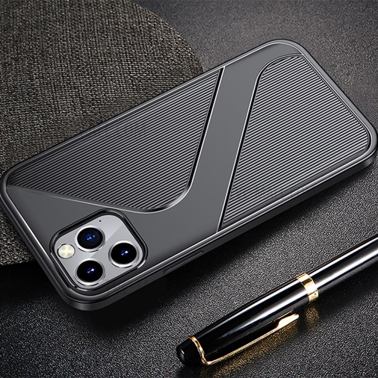 S-shaped Textured Drop-proof TPU Phone Casing for iPhone 12 Pro Max - Black-13