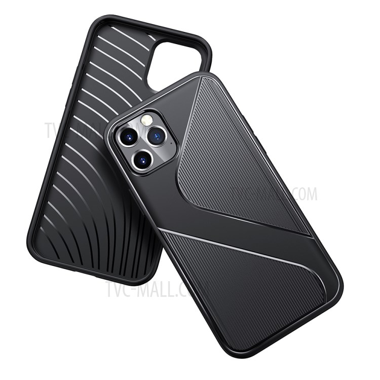 S-shaped Textured Drop-proof TPU Phone Casing for iPhone 12 Pro Max - Black-3