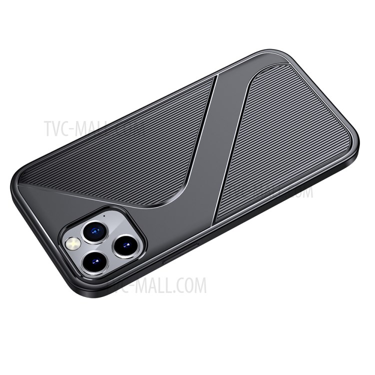 S-shaped Textured Drop-proof TPU Phone Casing for iPhone 12 Pro Max - Black-4