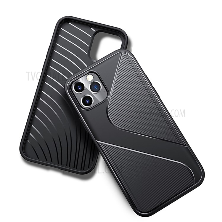 S-shaped Textured Drop-proof TPU Phone Casing for iPhone 12 Pro Max - Black-8