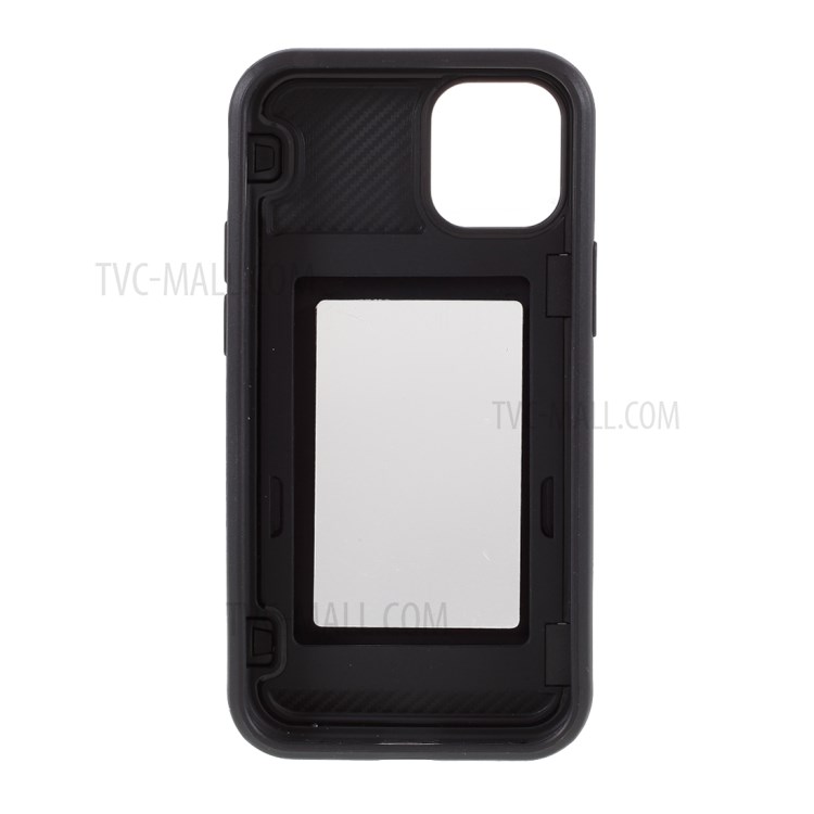 MERCURY GOOSPERY Magnetic Mirror Makeup Shell PC + TPU Hybrid Case with Card Holder for iPhone 12/12 Pro - Black-3