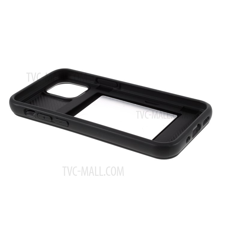 MERCURY GOOSPERY Magnetic Mirror Makeup Shell PC + TPU Hybrid Case with Card Holder for iPhone 12/12 Pro - Black-6