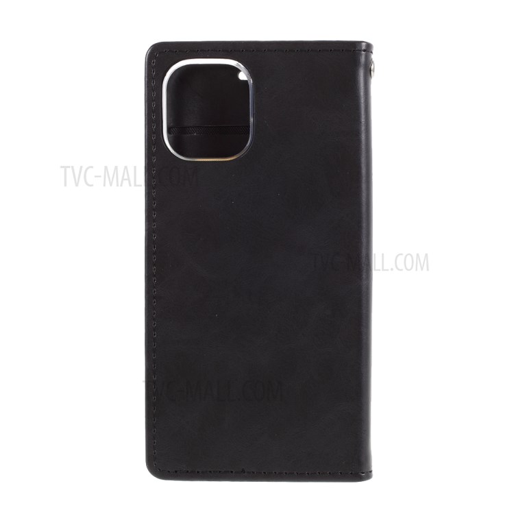 MERCURY GOOSPERY Blue Moon Leather Mobile Shell Cover for iPhone 12 Pro Max - Black-3