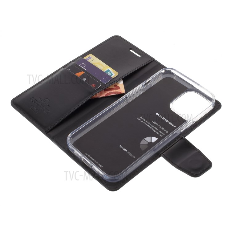 MERCURY GOOSPERY Sonata Diary Leather Wallet Stand Casing for iPhone 12 Pro Max - Black-7