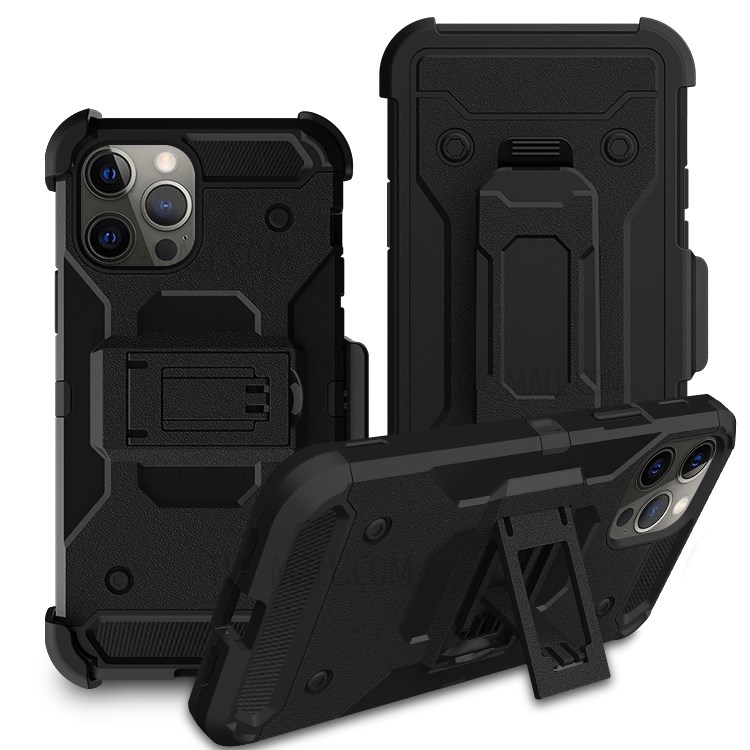 Hybrid Phone Protective Cover Case with Kickstand for iPhone 12/12 Pro - Black-10