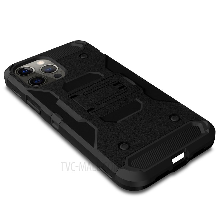 Hybrid Phone Protective Cover Case with Kickstand for iPhone 12/12 Pro - Black-5