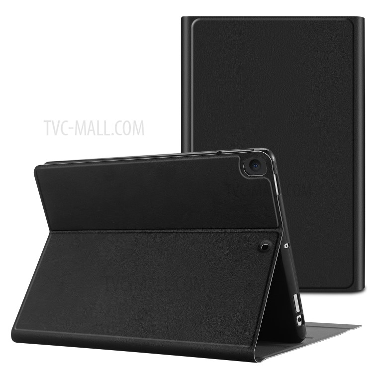 Tri-fold Stand Smart Leather Tablet Case with Pen Slot for iPad 10.2 (2020) / iPad Air 10.5 (2019) - Black-1