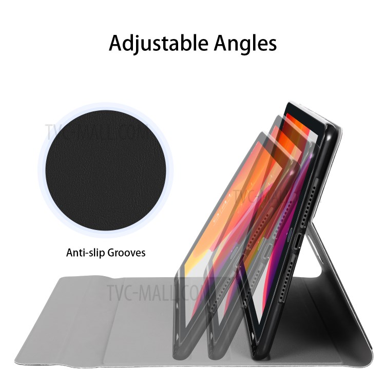 Tri-fold Stand Smart Leather Tablet Case with Pen Slot for iPad 10.2 (2020) / iPad Air 10.5 (2019) - Black-3