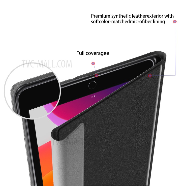 Tri-fold Stand Smart Leather Tablet Case with Pen Slot for iPad 10.2 (2020) / iPad Air 10.5 (2019) - Black-4