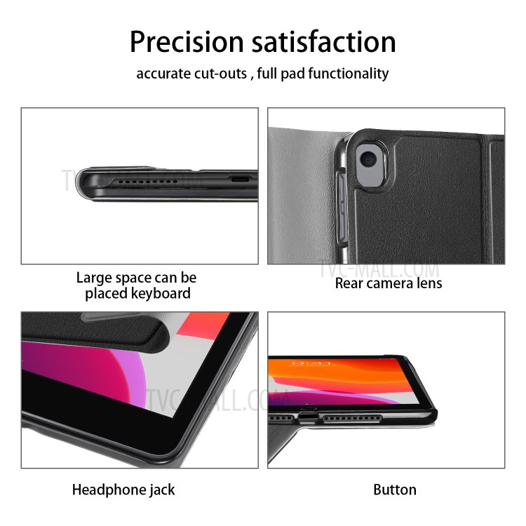 Tri-fold Stand Smart Leather Tablet Case with Pen Slot for iPad 10.2 (2020) / iPad Air 10.5 (2019) - Black-7