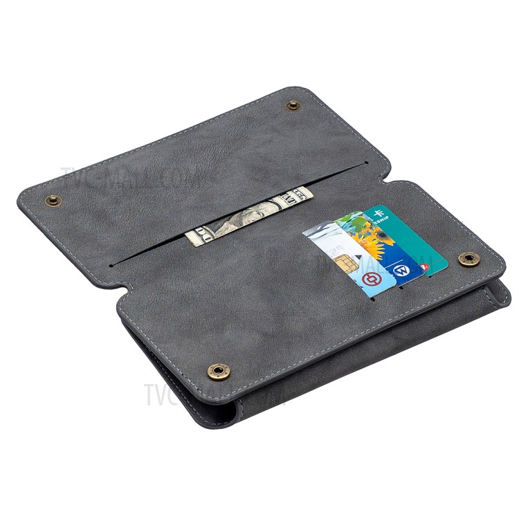 BF07 Cubierta De Cuero Acabado De Teléfono De La Carpeta Mate Desmontable Con Bolsillo Con Cremallera Para El Iphone 11 Pro Máximo De 6,5 Pulgadas - Gris-7