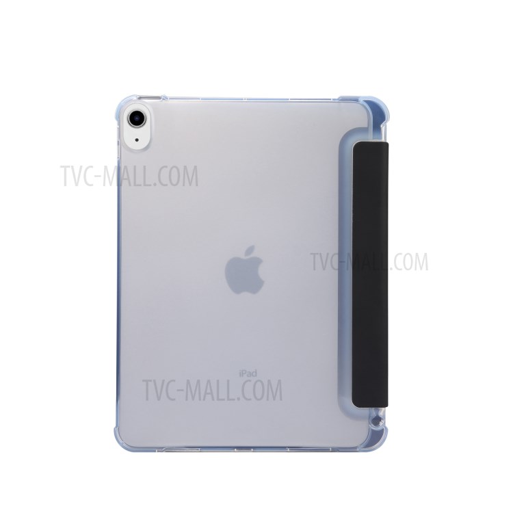 Tri-fold Stand Leather Smart Case with Pen Slot for iPad Air (2020) - Black-2
