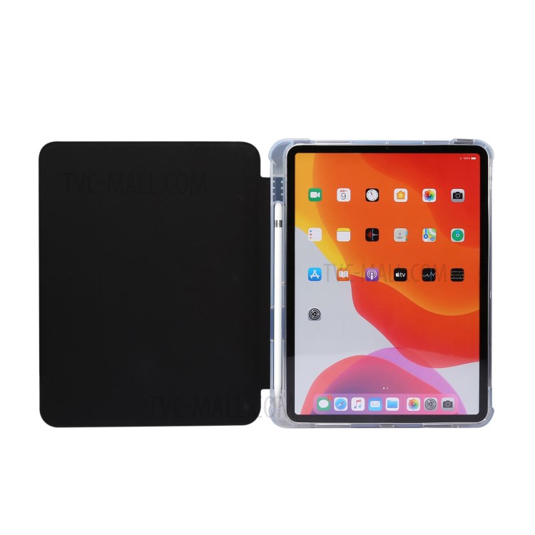 Tri-fold Stand Leather Smart Case with Pen Slot for iPad Air (2020) - Black-3