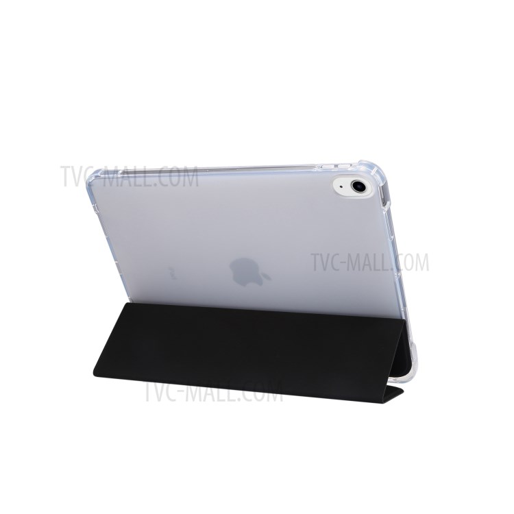 Tri-fold Stand Leather Smart Case with Pen Slot for iPad Air (2020) - Black-5