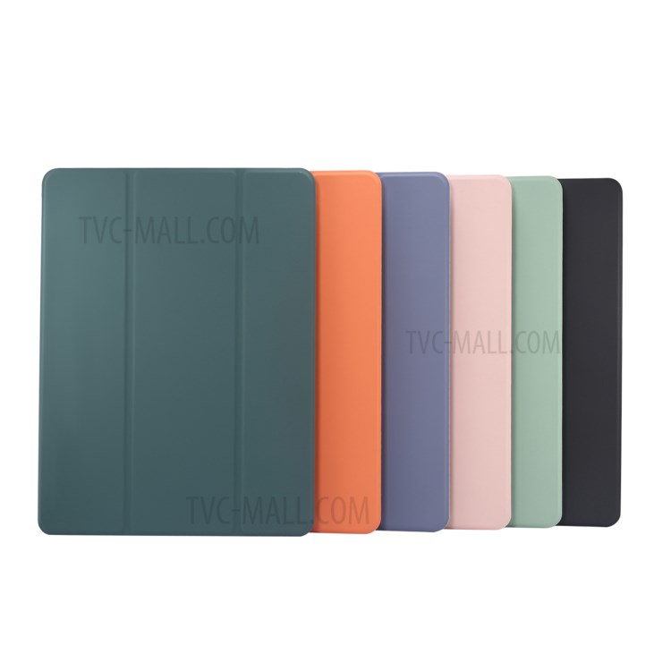 Tri-fold Stand Leather Smart Case with Pen Slot for iPad Air (2020) - Black-7