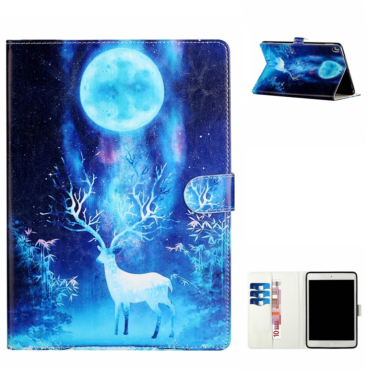 Pattern Printing Wallet Stand Leather Tablet Case for iPad Air 10.5 inch (2019)/iPad 10.2 (2019) - Elk and Moon-1