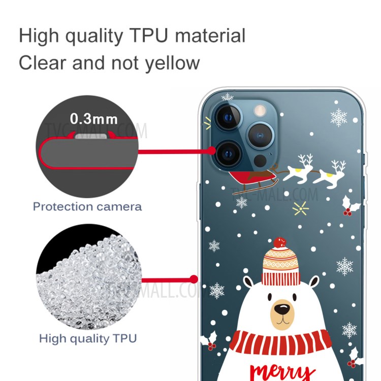 Christmas Pattern Printing TPU Back Case for iPhone 12 Pro/12 - Style A-3