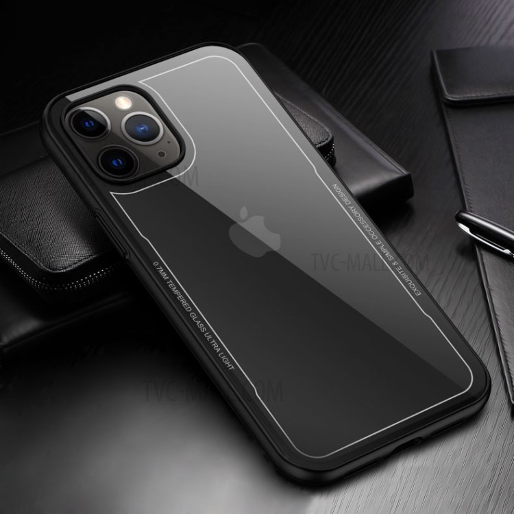Simple Series TPU + Tempered Glass Cover Anti-fall Protective Casing for iPhone 12 mini - Black-1