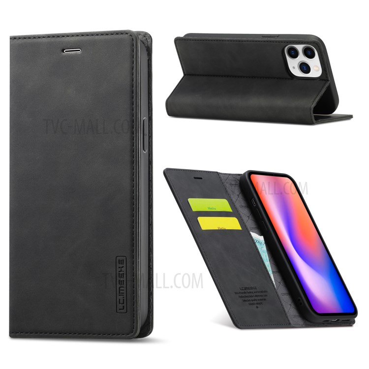 LC.IMEEKE Auto-absorbed Leather Shell Protective Case for iPhone 12 mini - Black-1
