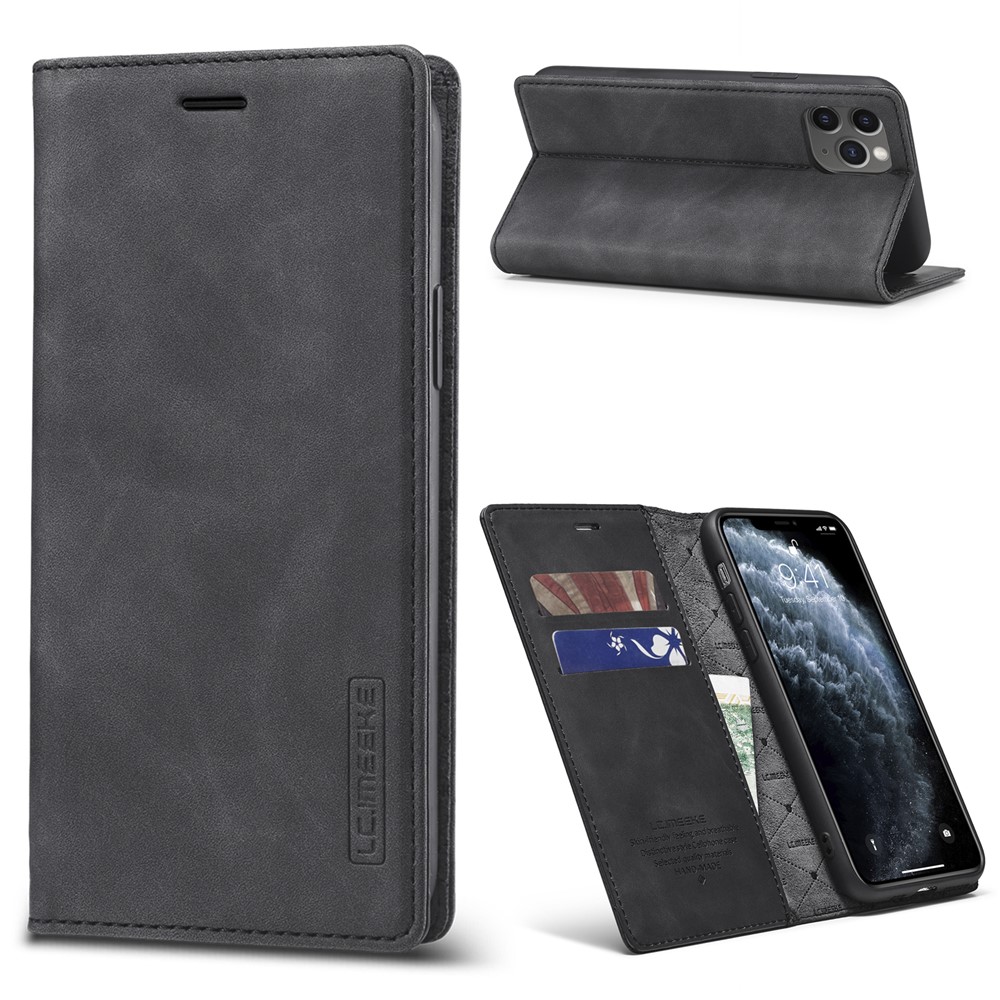 LC.IMEEKE Strong Magnetic PU Leather Cover Phone Case for iPhone 11 - Black-1