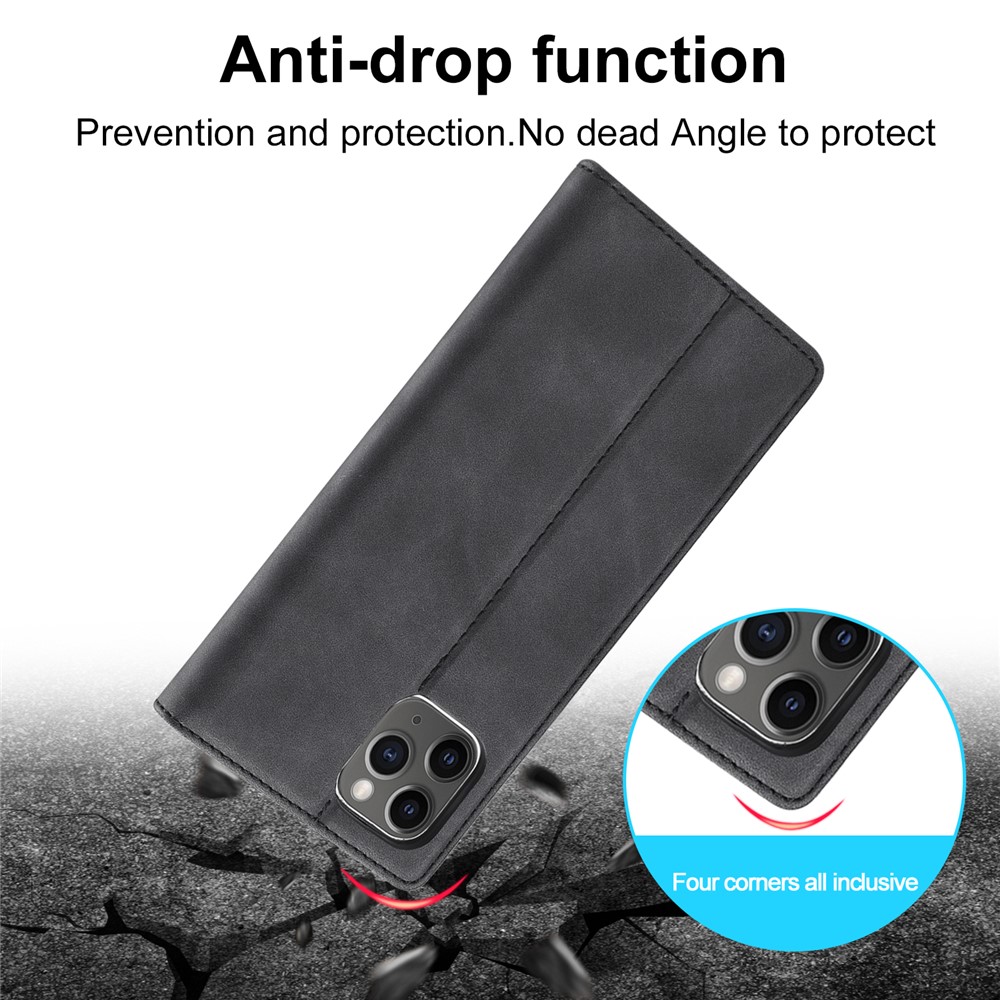 LC.IMEEKE Anti-drop Auto-absorbed Wallet Stand Leather Case for iPhone 11 Pro Max - Black-13