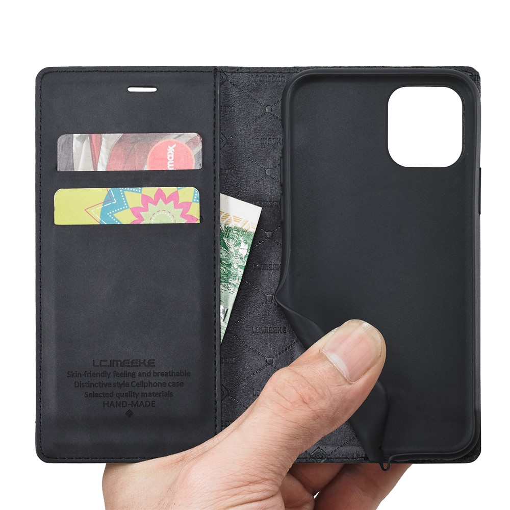LC.IMEEKE Anti-drop Auto-absorbed Wallet Stand Leather Case for iPhone 11 Pro Max - Black-9