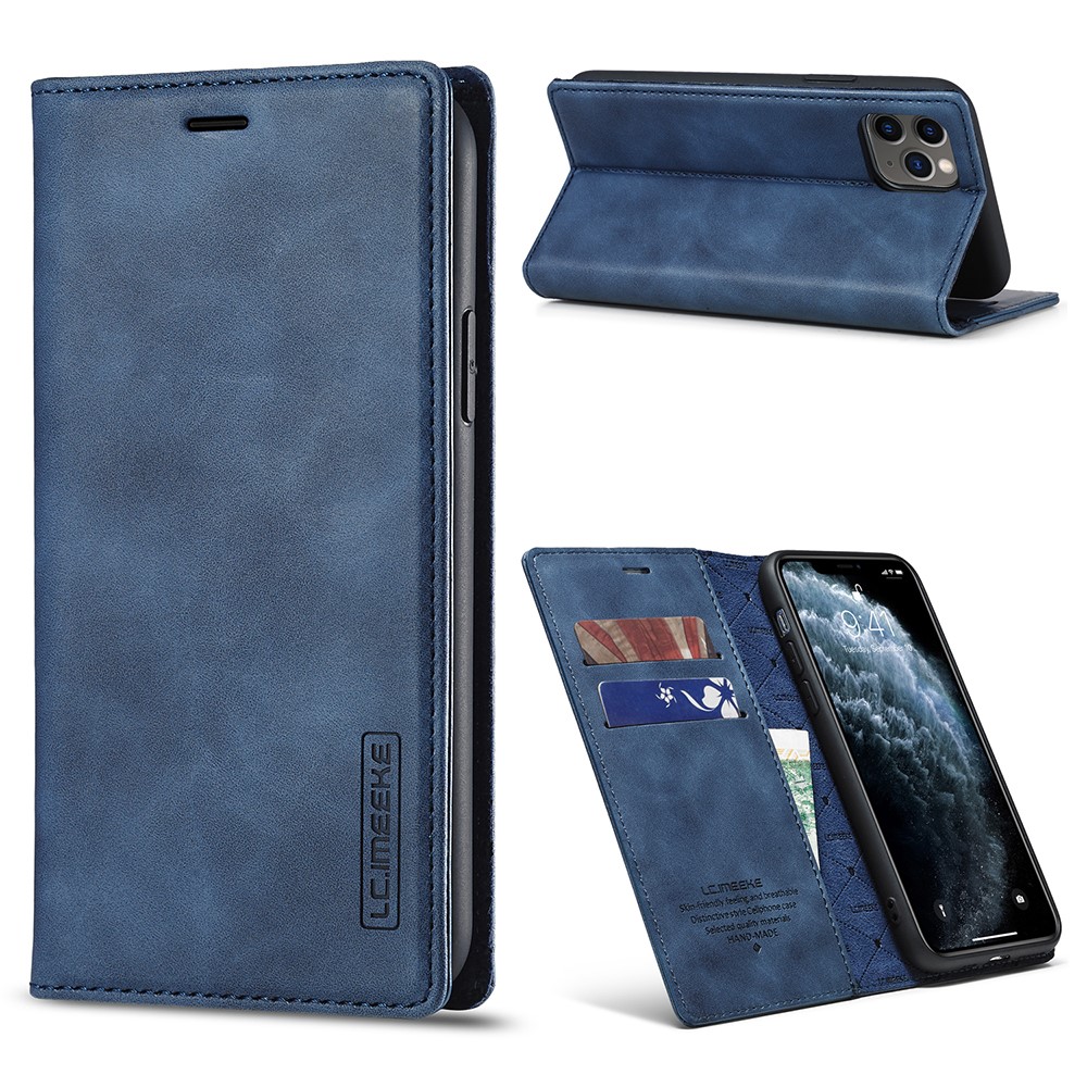 LC.IMEEKE Anti-drop Auto-absorbed Wallet Stand Leather Case for iPhone 11 Pro Max - Blue
