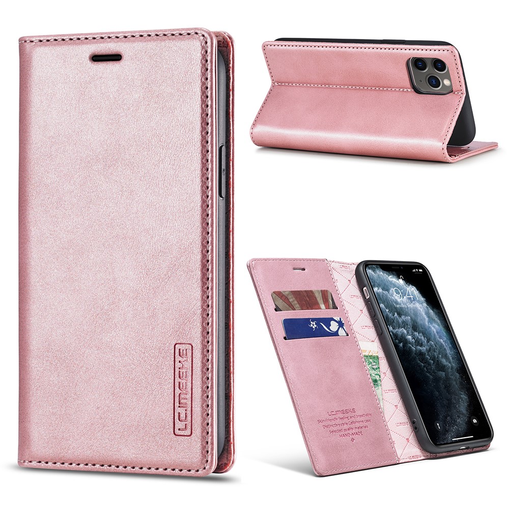 LC.IMEEKE Anti-drop Auto-absorbed Wallet Stand Leather Case for iPhone 11 Pro Max - Rose Gold