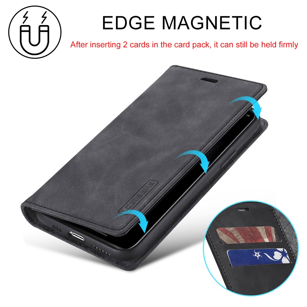 Lc. Imeeke Strong Magnetic Anti-drop Leather Phone Basing Pour Iphone 11 Pro - le Noir