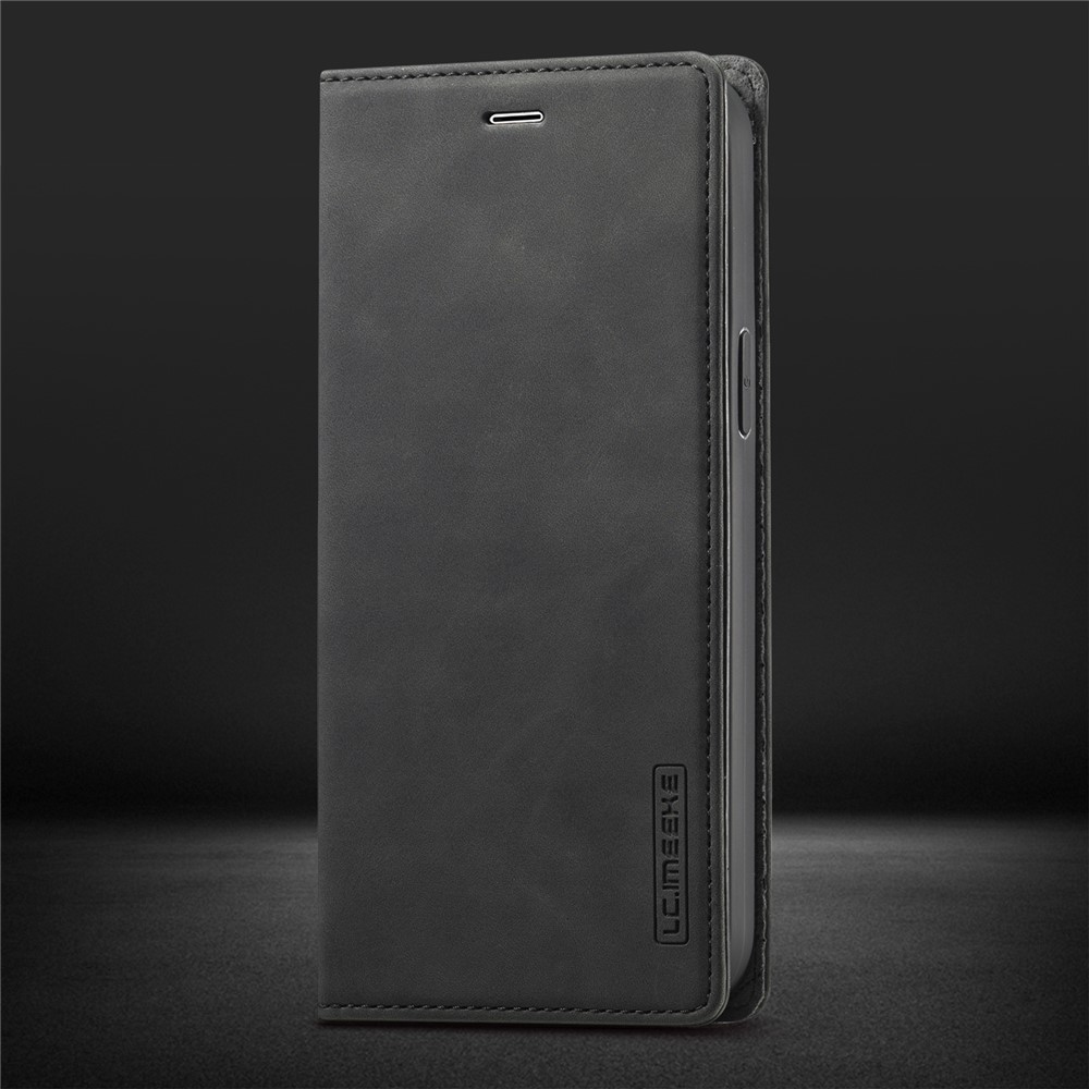 LC.IMEEKE Auto-absorbed Wallet Stand Leather Mobile Cover for iPhone 12 Pro Max - Black-19