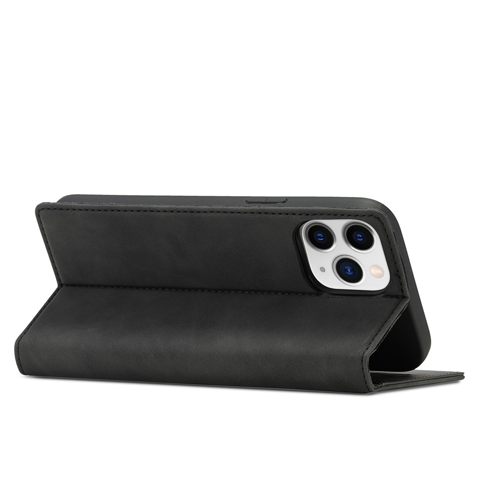 LC.IMEEKE Auto-absorbed Wallet Stand Leather Mobile Cover for iPhone 12 Pro Max - Black-4