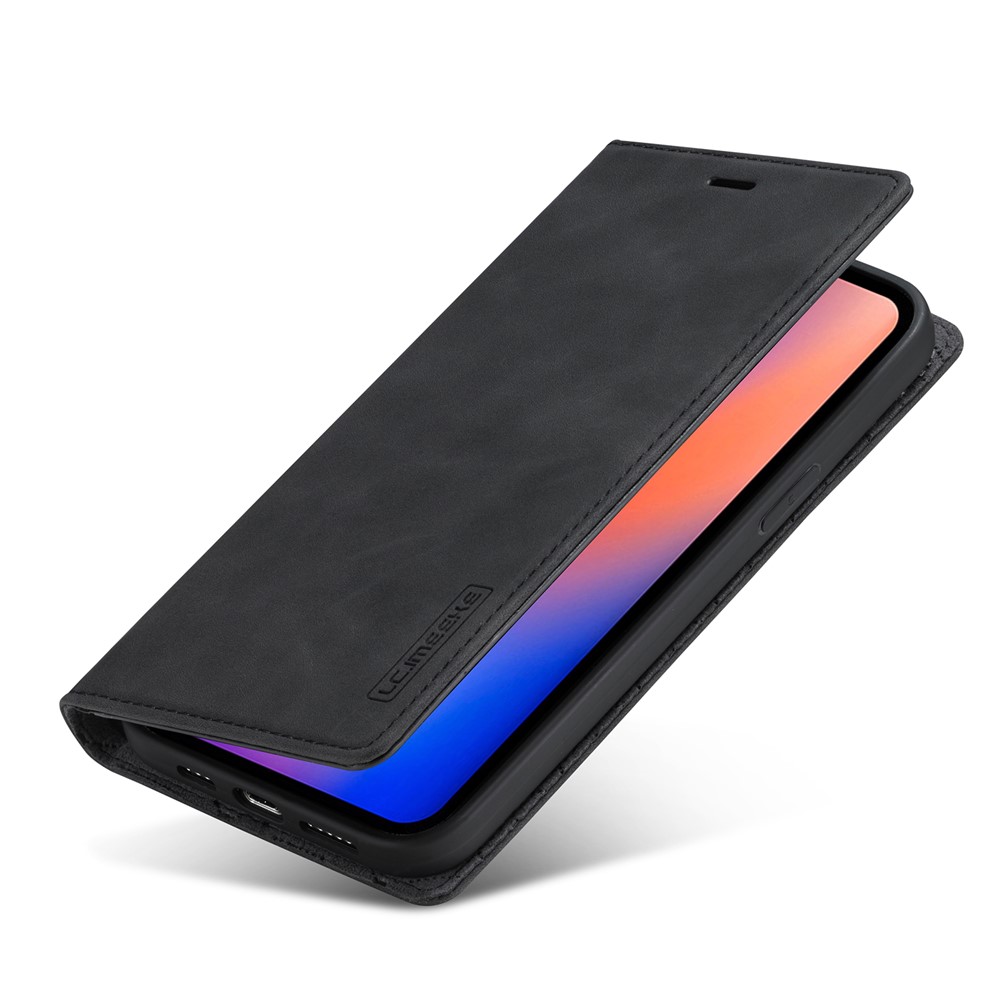 LC.IMEEKE Auto-absorbed Wallet Stand Leather Mobile Cover for iPhone 12 Pro Max - Black-6