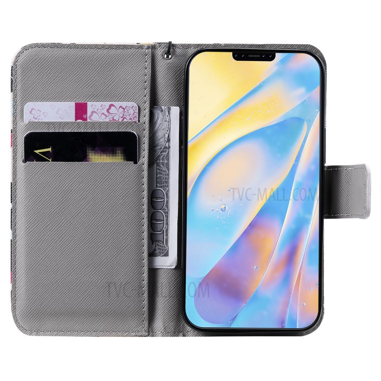 Patterned Leather Protective Case with Wallet Stand for iPhone 12 mini - Skulls-4