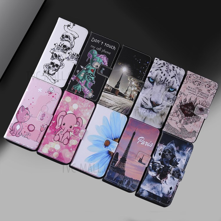 Patterned Leather Protective Case with Wallet Stand for iPhone 12 mini - Skulls-9