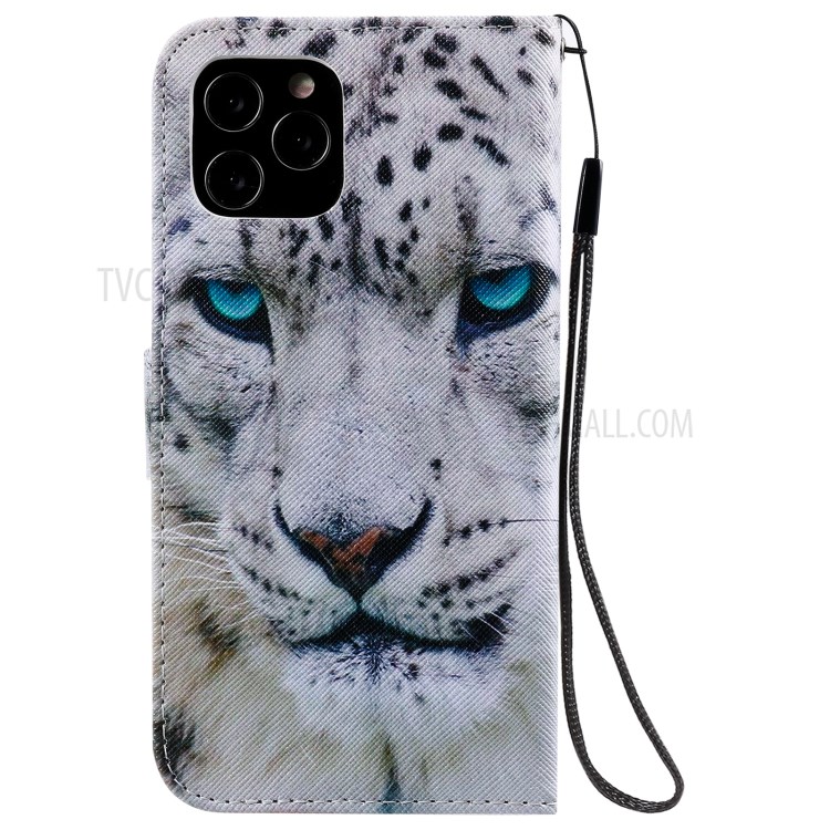 Patterned Leather Protective Case with Wallet Stand for iPhone 12/12 Pro - Tiger-3
