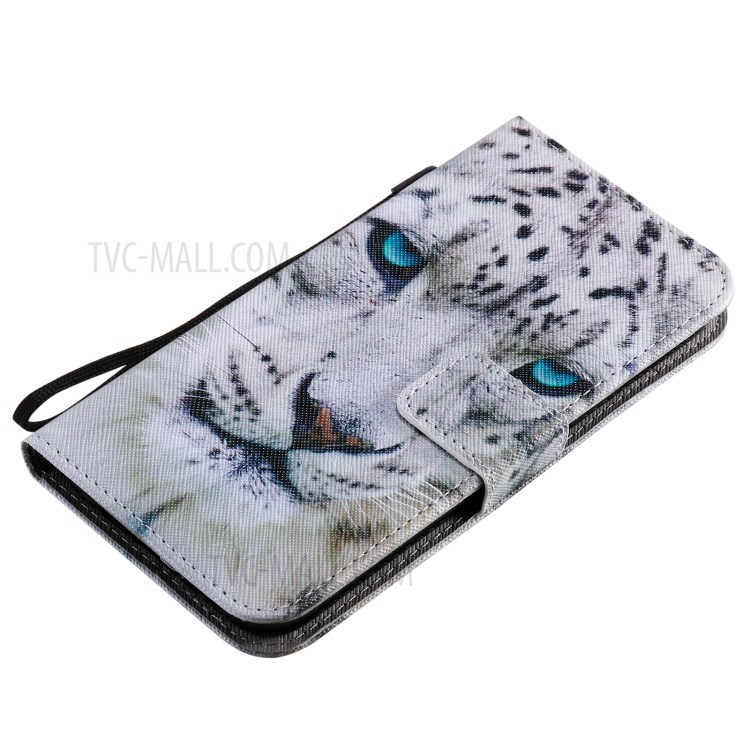 Patterned Leather Protective Case with Wallet Stand for iPhone 12/12 Pro - Tiger-5